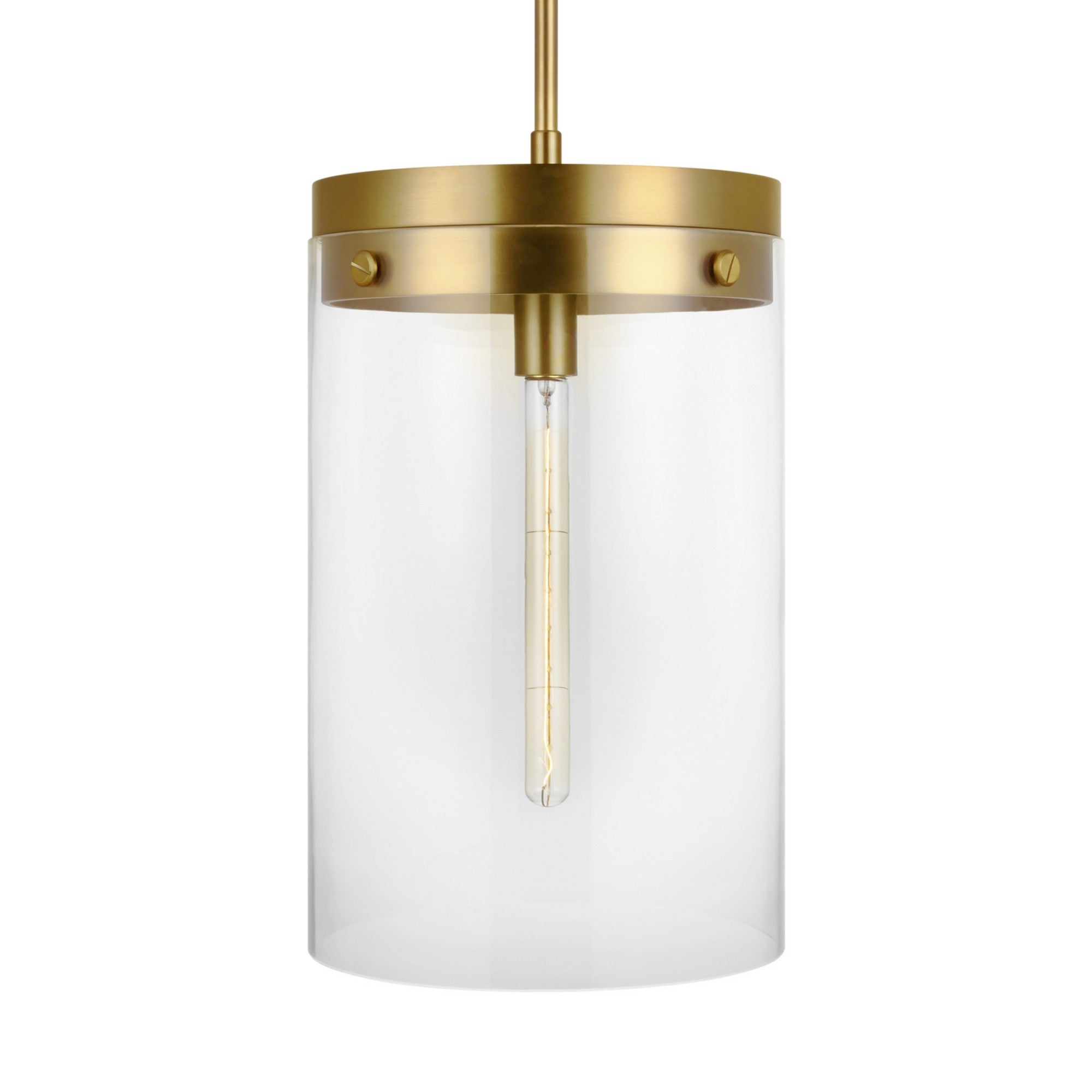 Garrett 12" Large Cylinder Pendant, Burnished Brass Finish - Bees Lighting