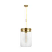 Garrett 12" Large Cylinder Pendant, Burnished Brass Finish - Bees Lighting