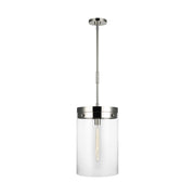 Garrett 12" Large Cylinder Pendant, Polished Nickel Finish - Bees Lighting