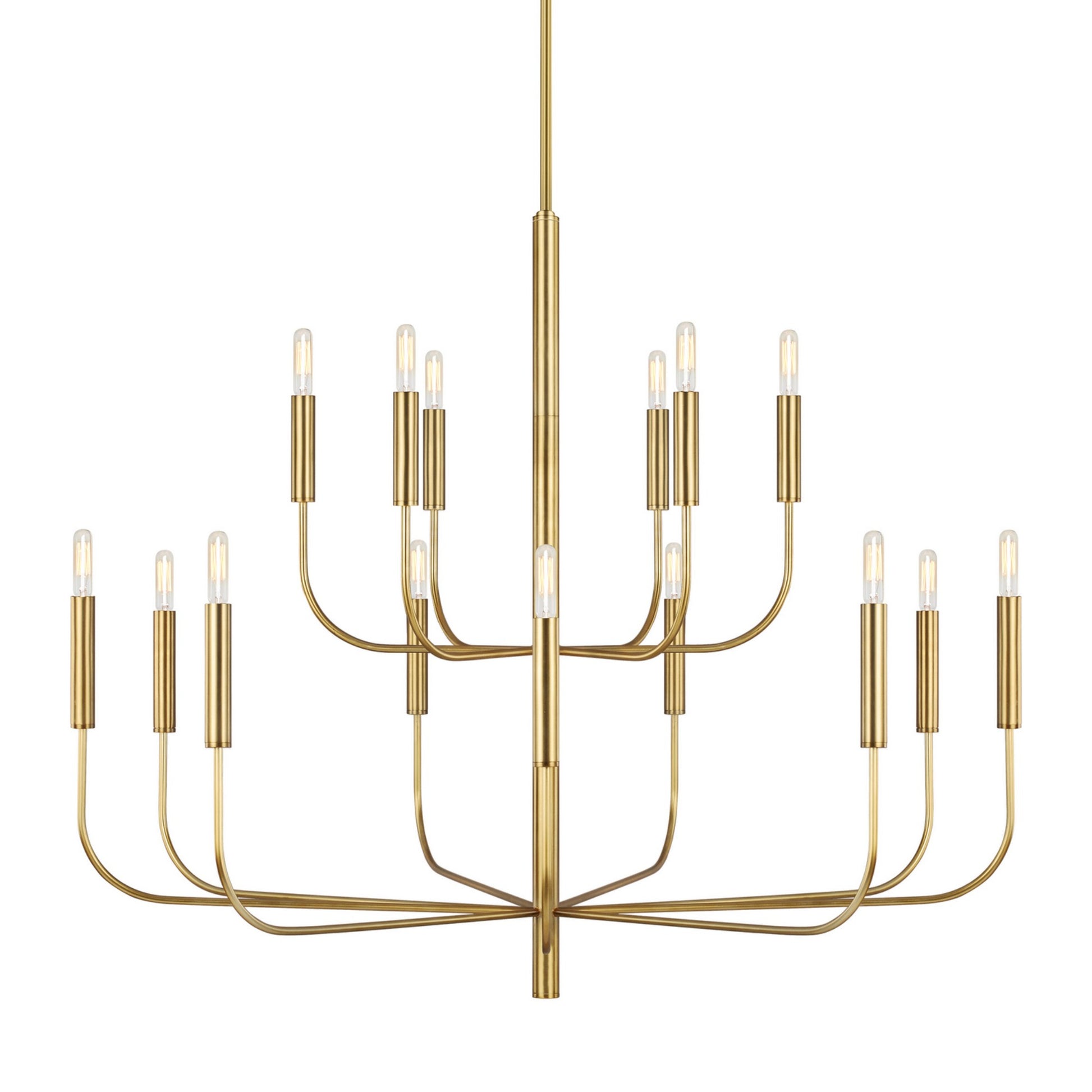 Brianna 49" 15-Light Large 2-Tier Chandelier, Burnished Brass Finish - Bees Lighting