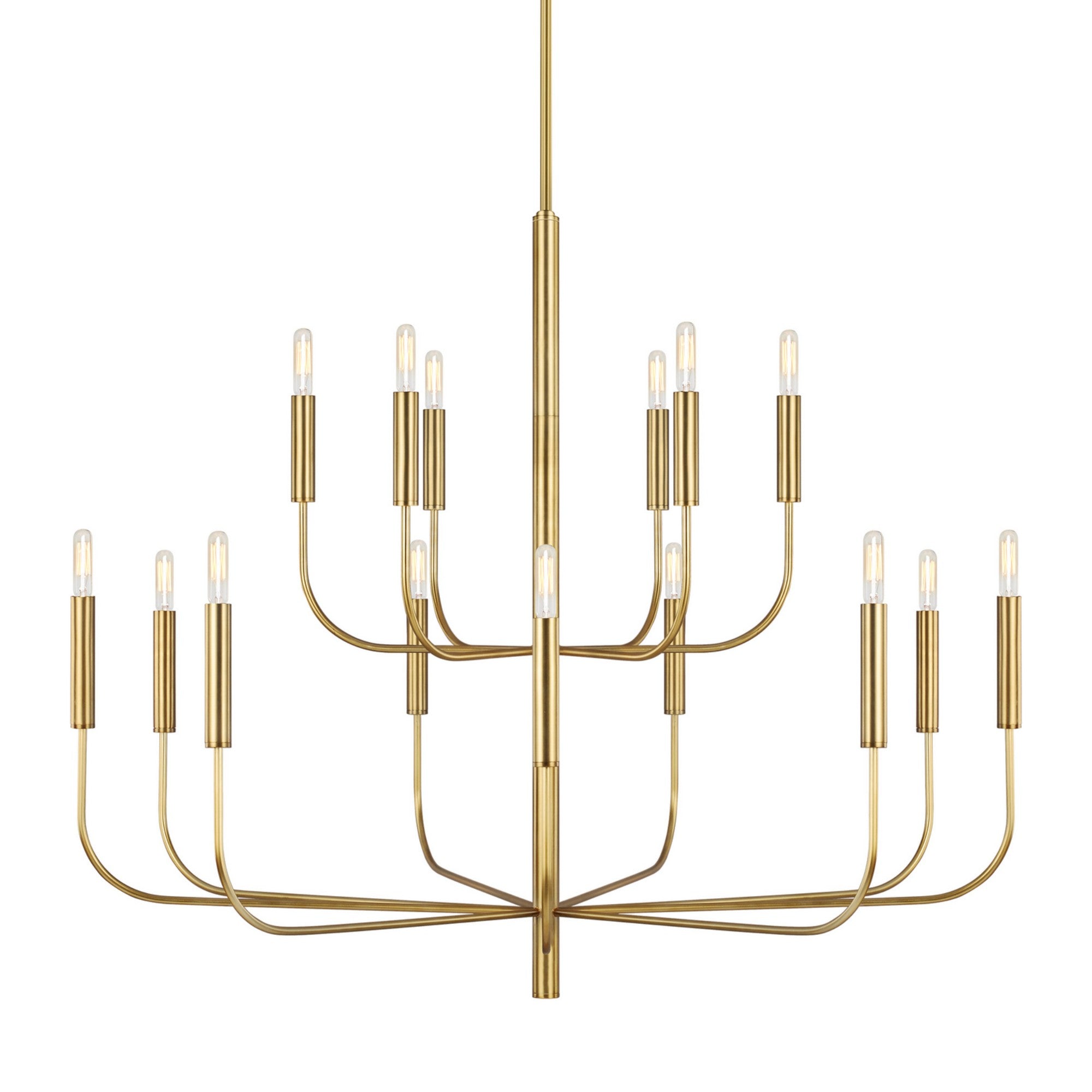 Brianna 49" 15-Light Large 2-Tier Chandelier, Burnished Brass Finish - Bees Lighting