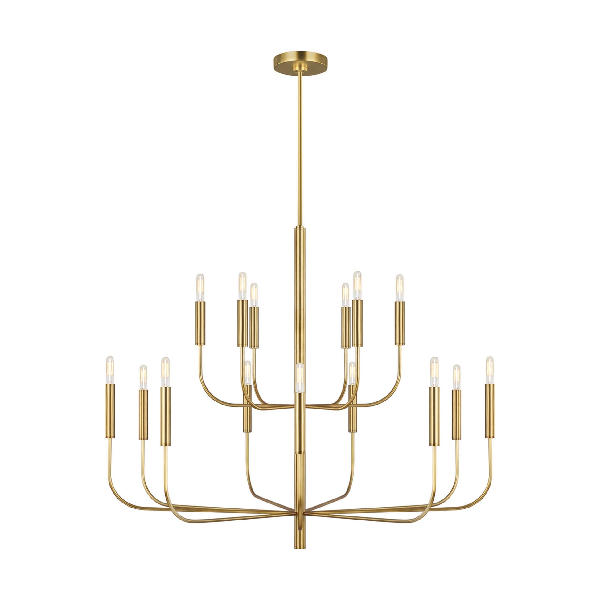 Brianna 49" 15-Light Large 2-Tier Chandelier, Burnished Brass Finish - Bees Lighting