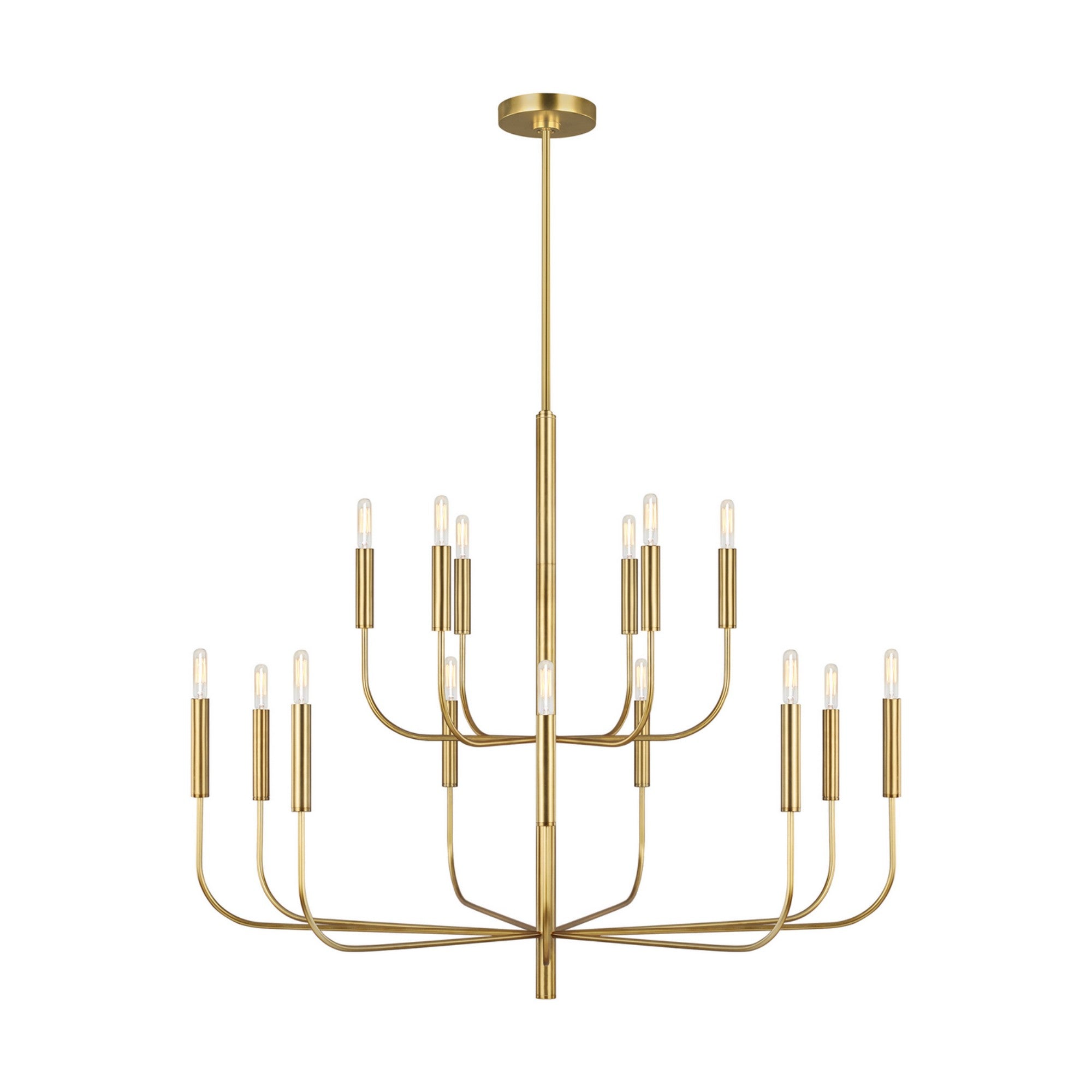 Brianna 49" 15-Light Large 2-Tier Chandelier, Burnished Brass Finish - Bees Lighting
