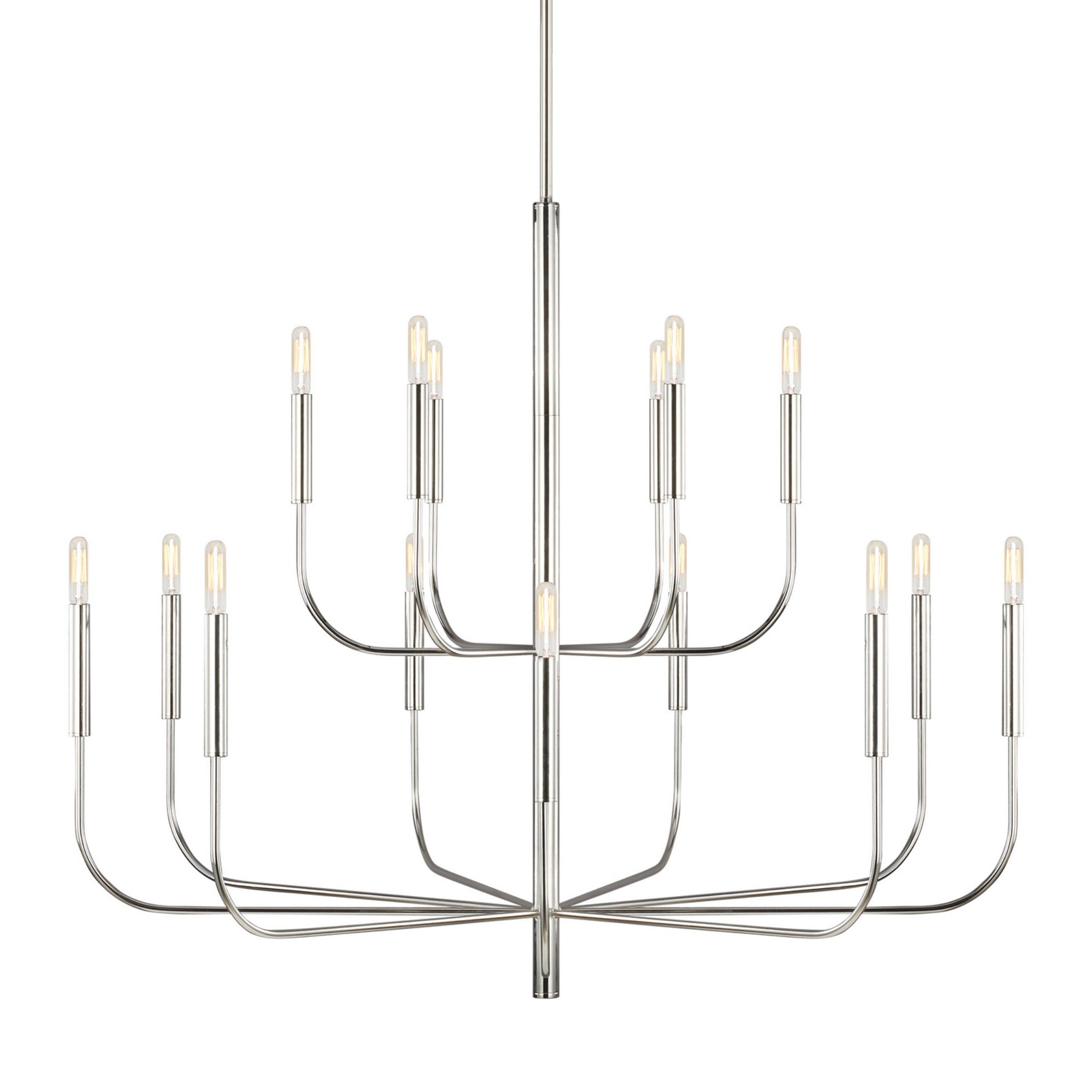Brianna 49" 15-Light Large 2-Tier Chandelier, Polished Nickel Finish - Bees Lighting