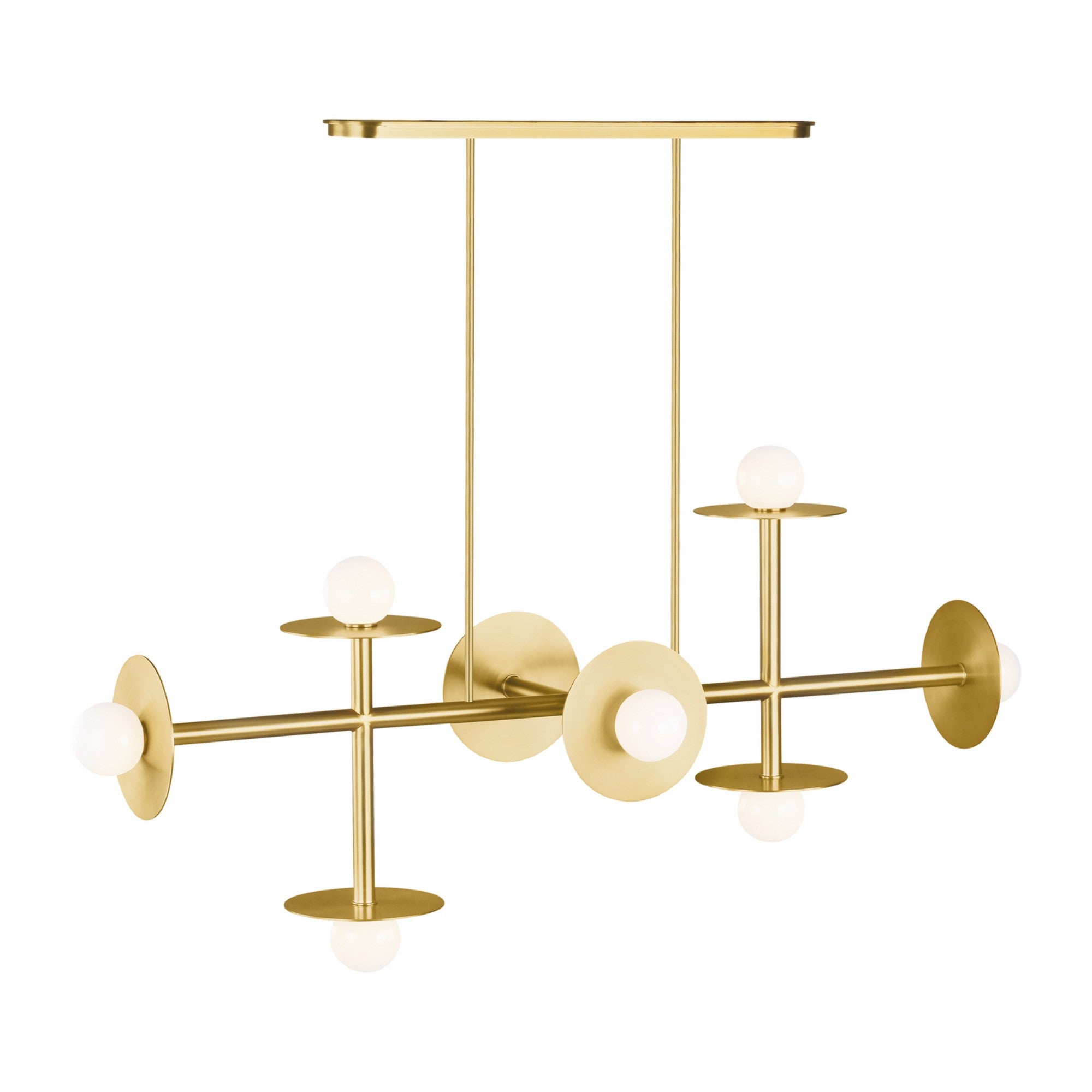 Nodes 53" 8-Light Large Linear Chandelier, Burnished Brass Finish - Bees Lighting