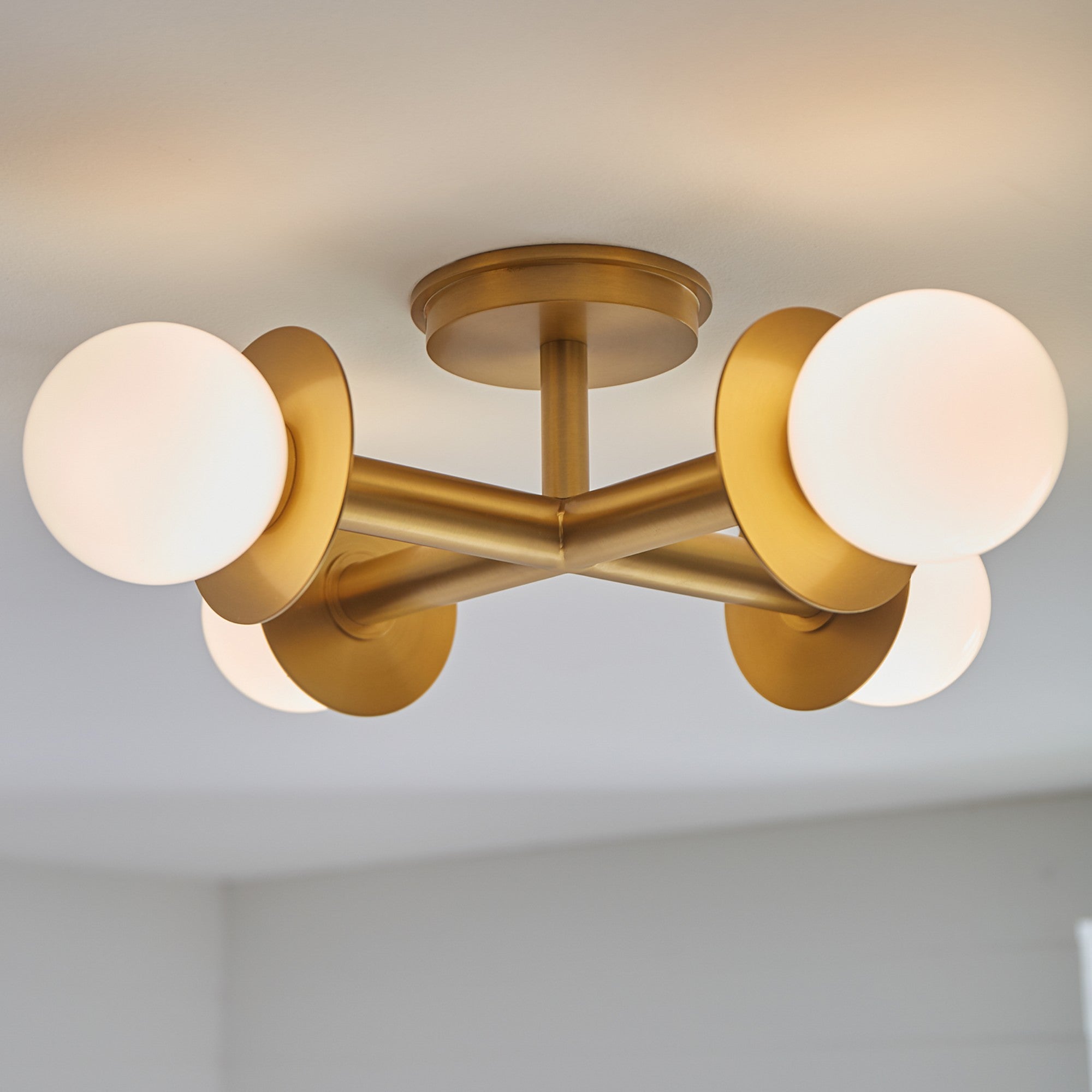 Nodes 18" 4-Light Semi Flush Mount, Burnished Brass Finish - Bees Lighting