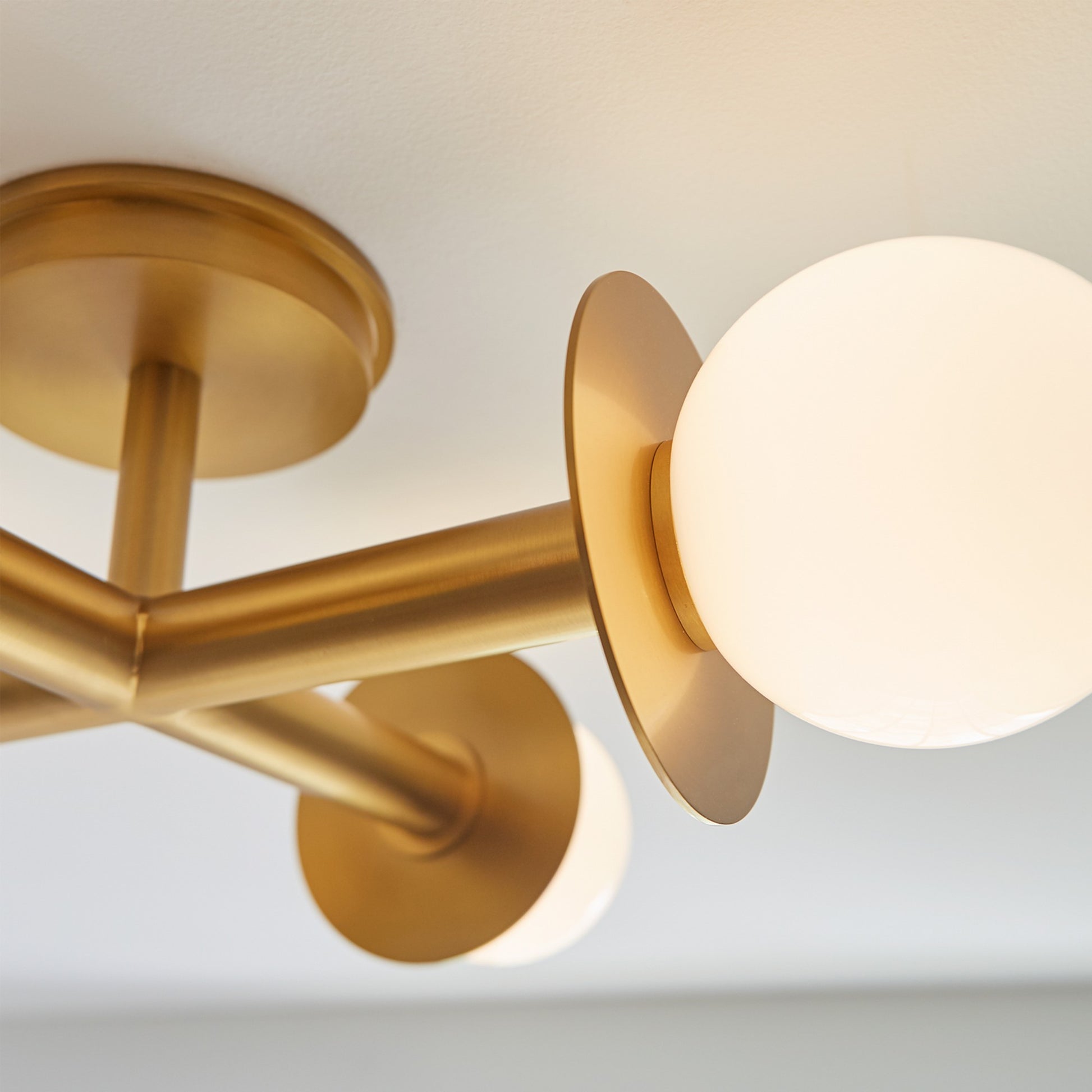 Nodes 18" 4-Light Semi Flush Mount, Burnished Brass Finish - Bees Lighting