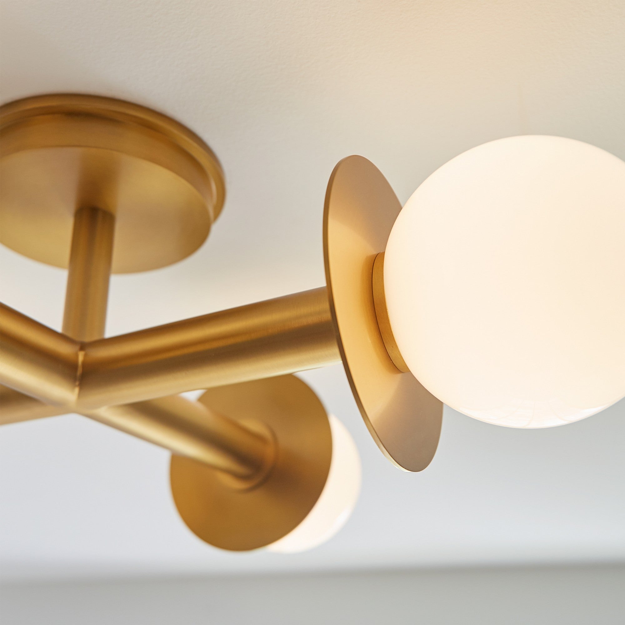 Nodes 18" 4-Light Semi Flush Mount, Burnished Brass Finish - Bees Lighting