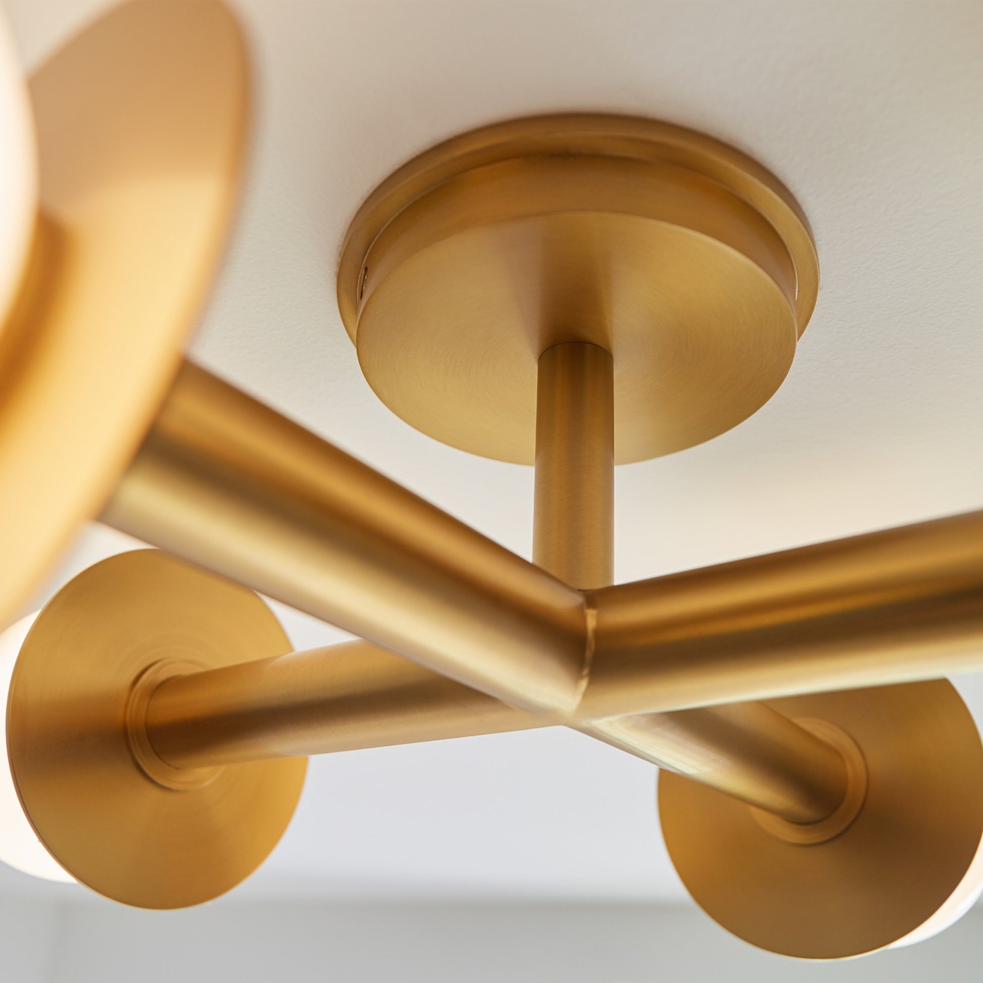 Nodes 18" 4-Light Semi Flush Mount, Burnished Brass Finish - Bees Lighting