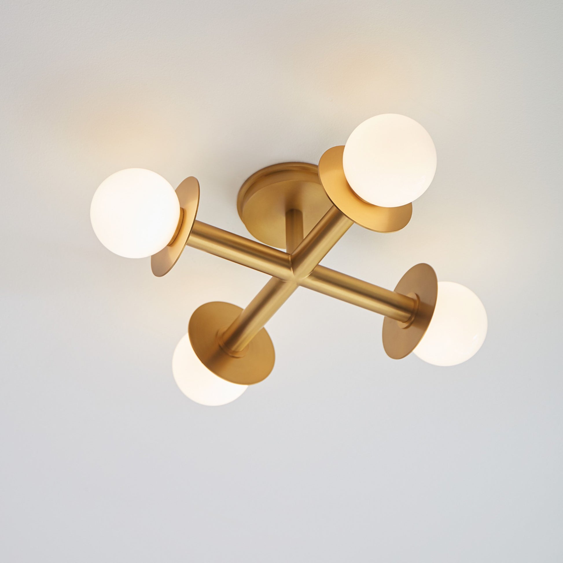 Nodes 18" 4-Light Semi Flush Mount, Burnished Brass Finish - Bees Lighting
