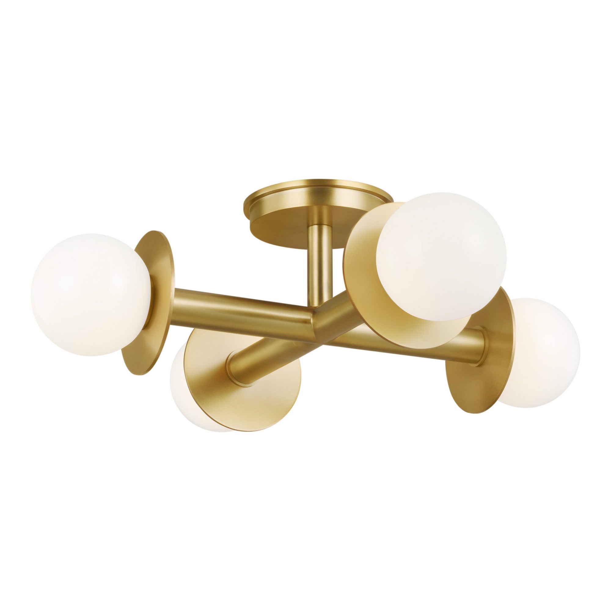 Nodes 18" 4-Light Semi Flush Mount, Burnished Brass Finish - Bees Lighting