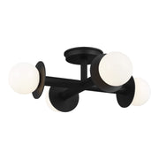 Nodes 18" 4-Light Semi Flush Mount, Midnight Black Finish - Bees Lighting