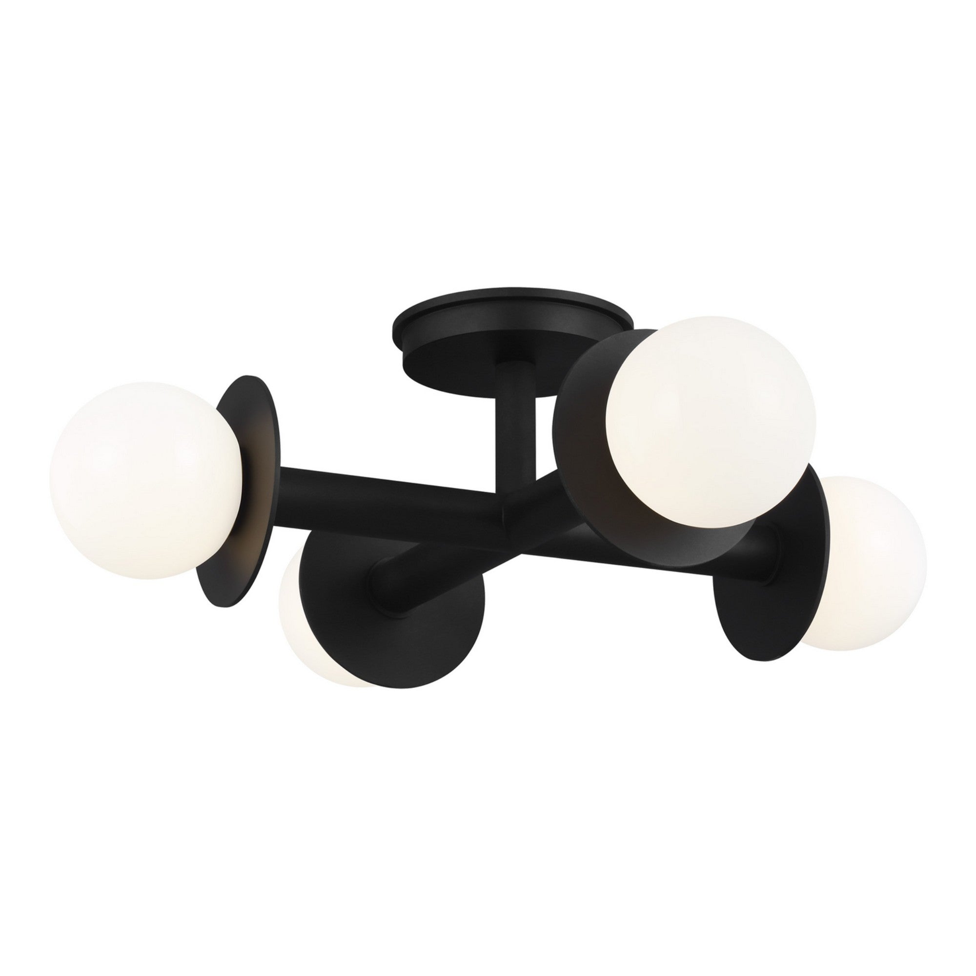 Nodes 18" 4-Light Semi Flush Mount, Midnight Black Finish - Bees Lighting