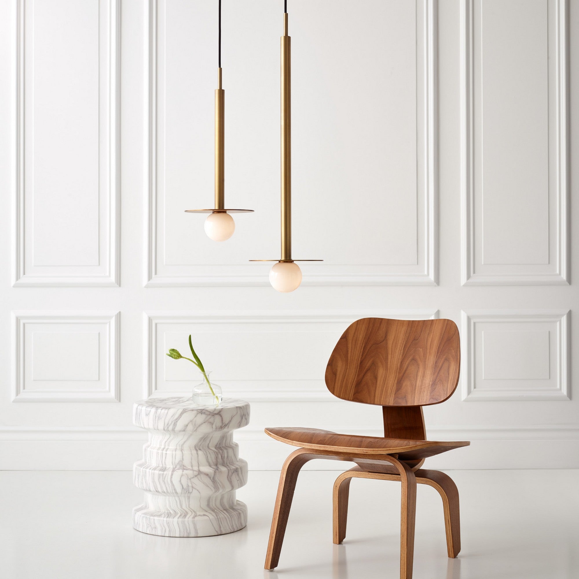 Nodes Tall Pendant, Burnished Brass Finish - Bees Lighting