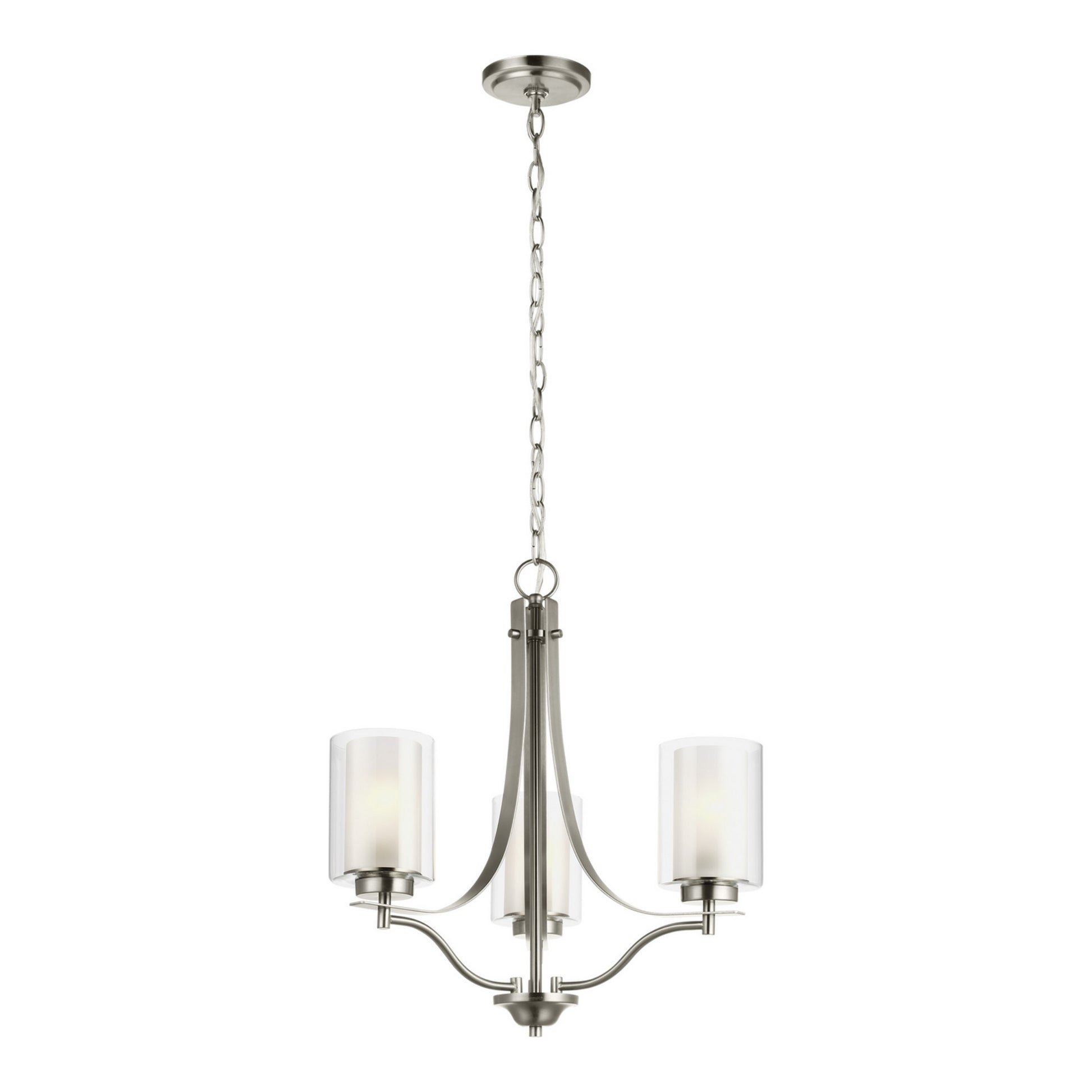 Elmwood Park 21" 3-Light Chandelier, Brushed Nickel Finish - Bees Lighting