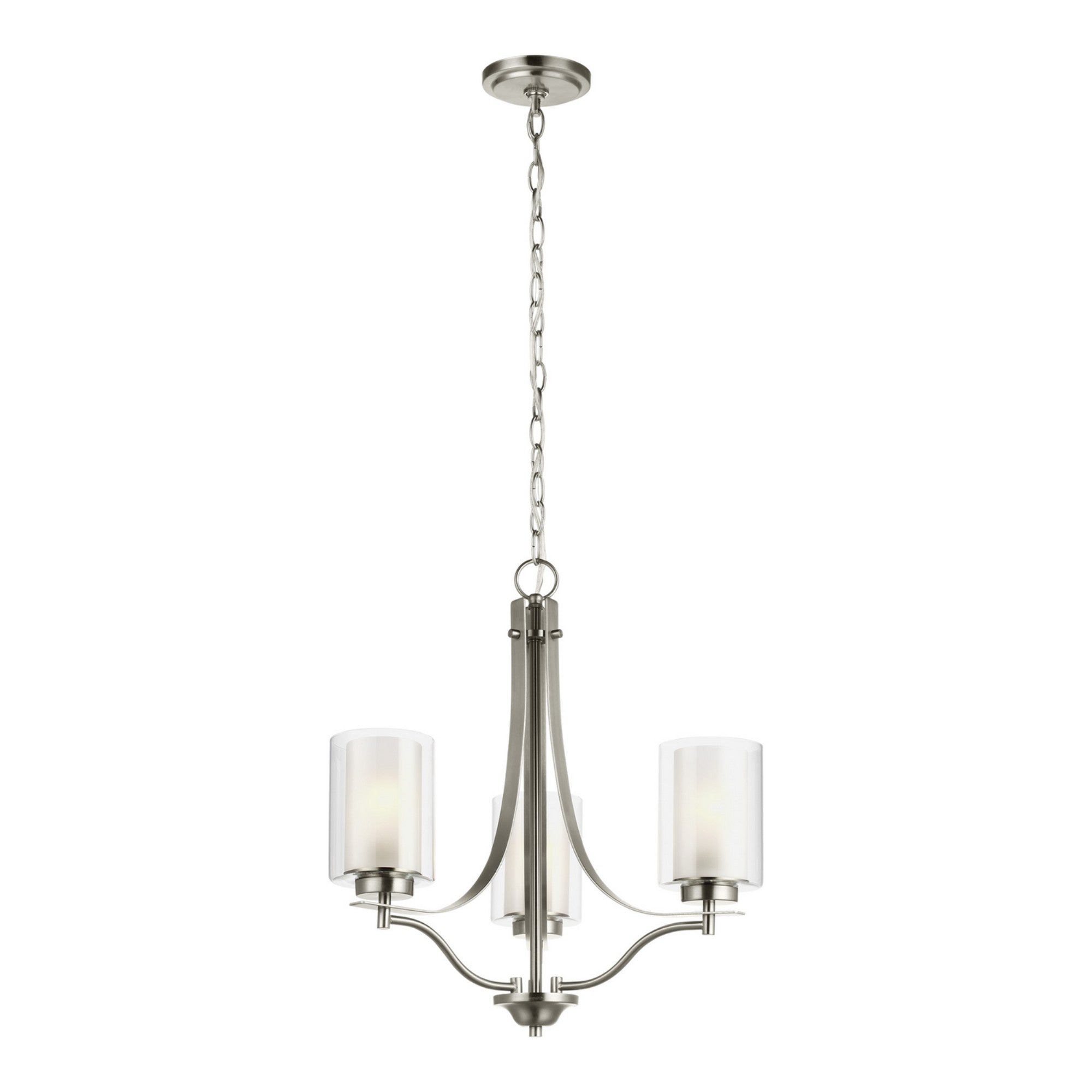 Elmwood Park 21" 3-Light Chandelier, Brushed Nickel Finish - Bees Lighting