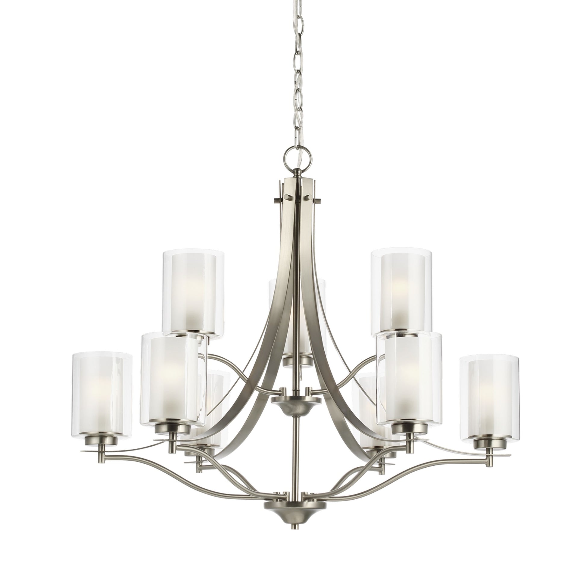 Elmwood Park 32" 9-Light LED Chandelier, Brushed Nickel Finish - Bees Lighting