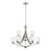 Elmwood Park 32" 9-Light LED Chandelier, Brushed Nickel Finish - Bees Lighting