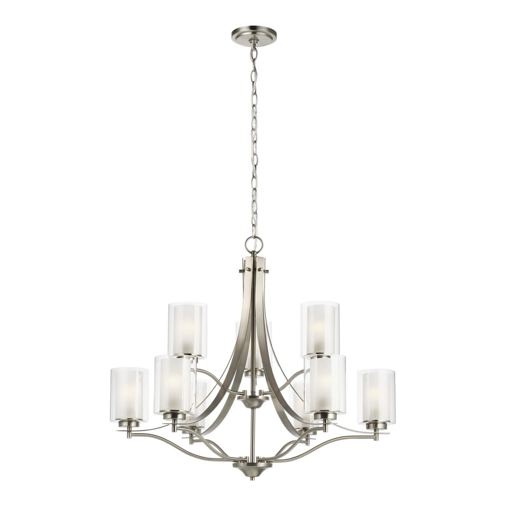 Elmwood Park 32" 9-Light LED Chandelier, Brushed Nickel Finish - Bees Lighting