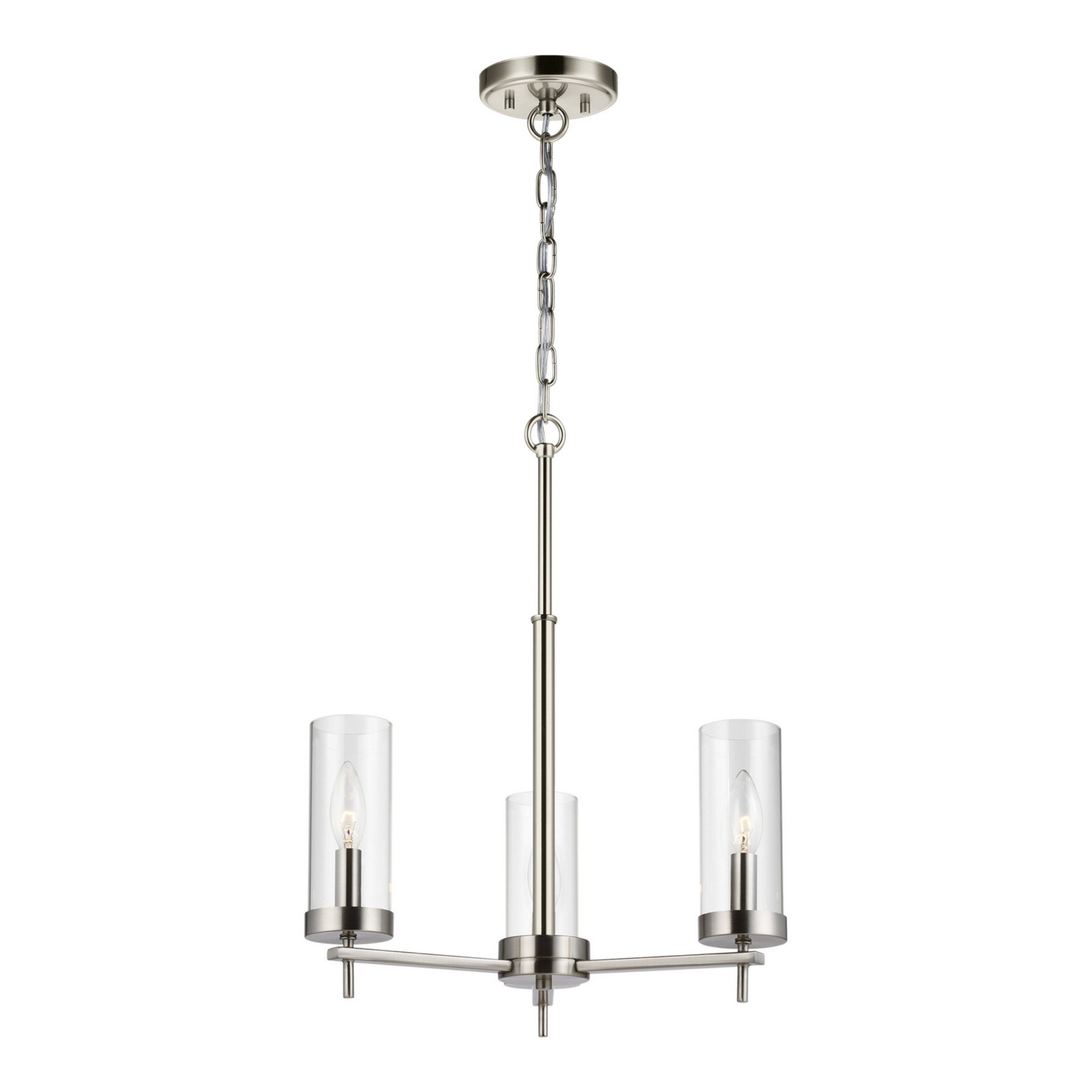 Zire 18" 3-Light Chandelier, Brushed Nickel Finish - Bees Lighting