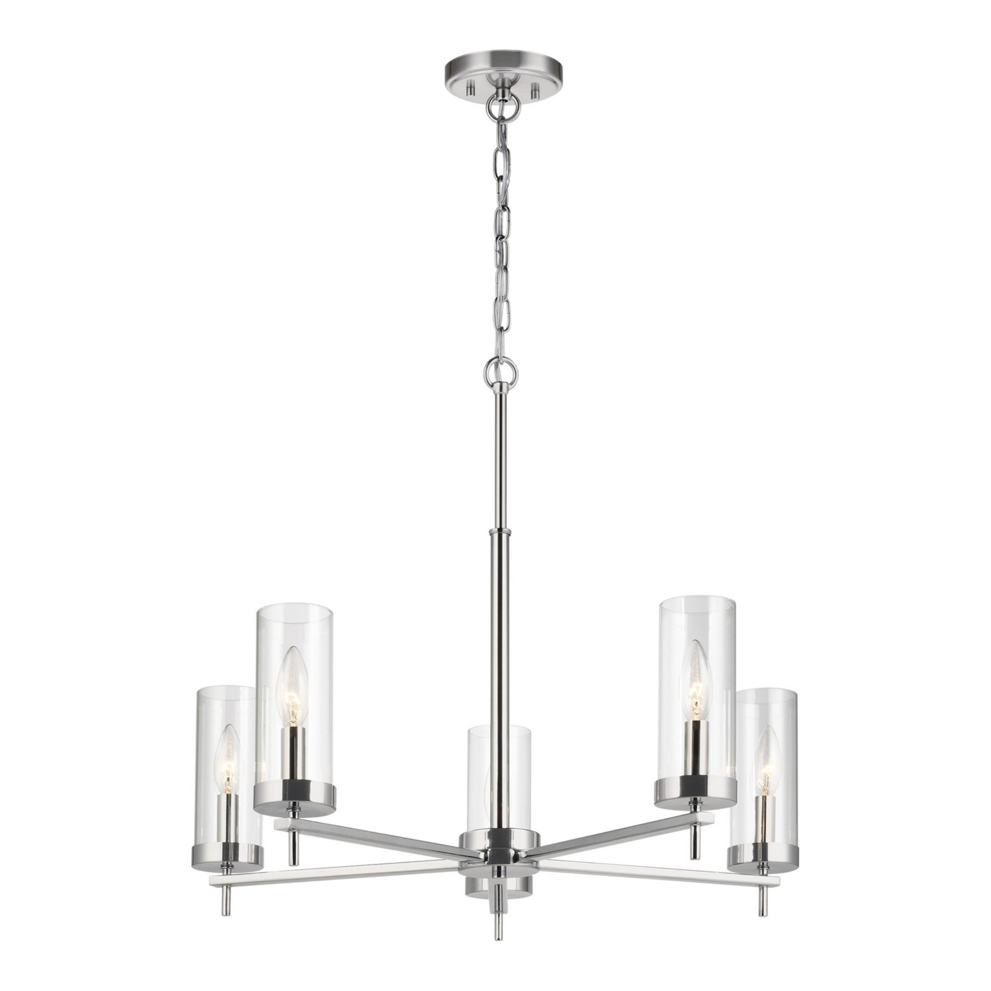 Zire 26" 5-Light Chandelier, Chrome Finish - Bees Lighting