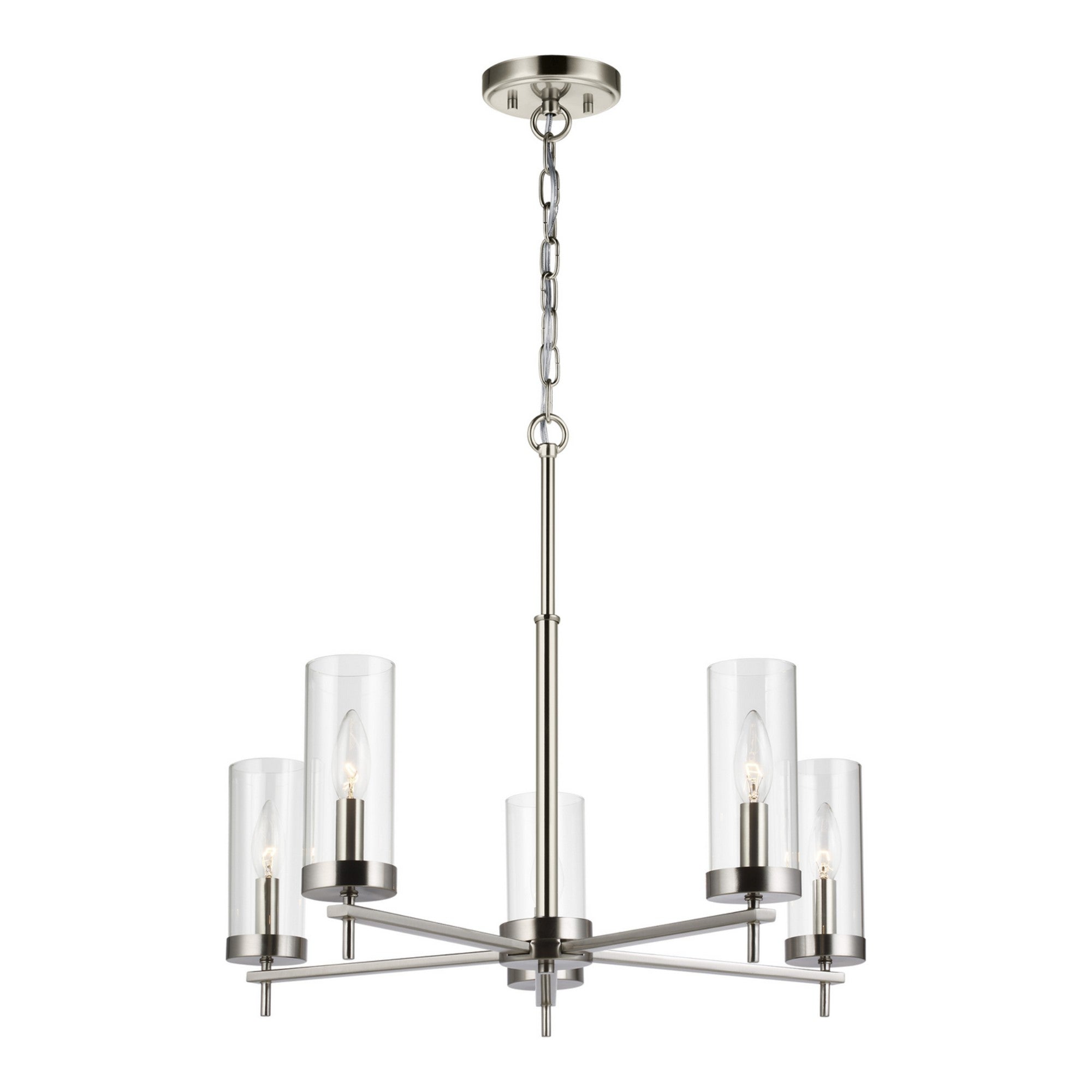 Zire 26" 5-Light LED Chandelier, Brushed Nickel Finish - Bees Lighting