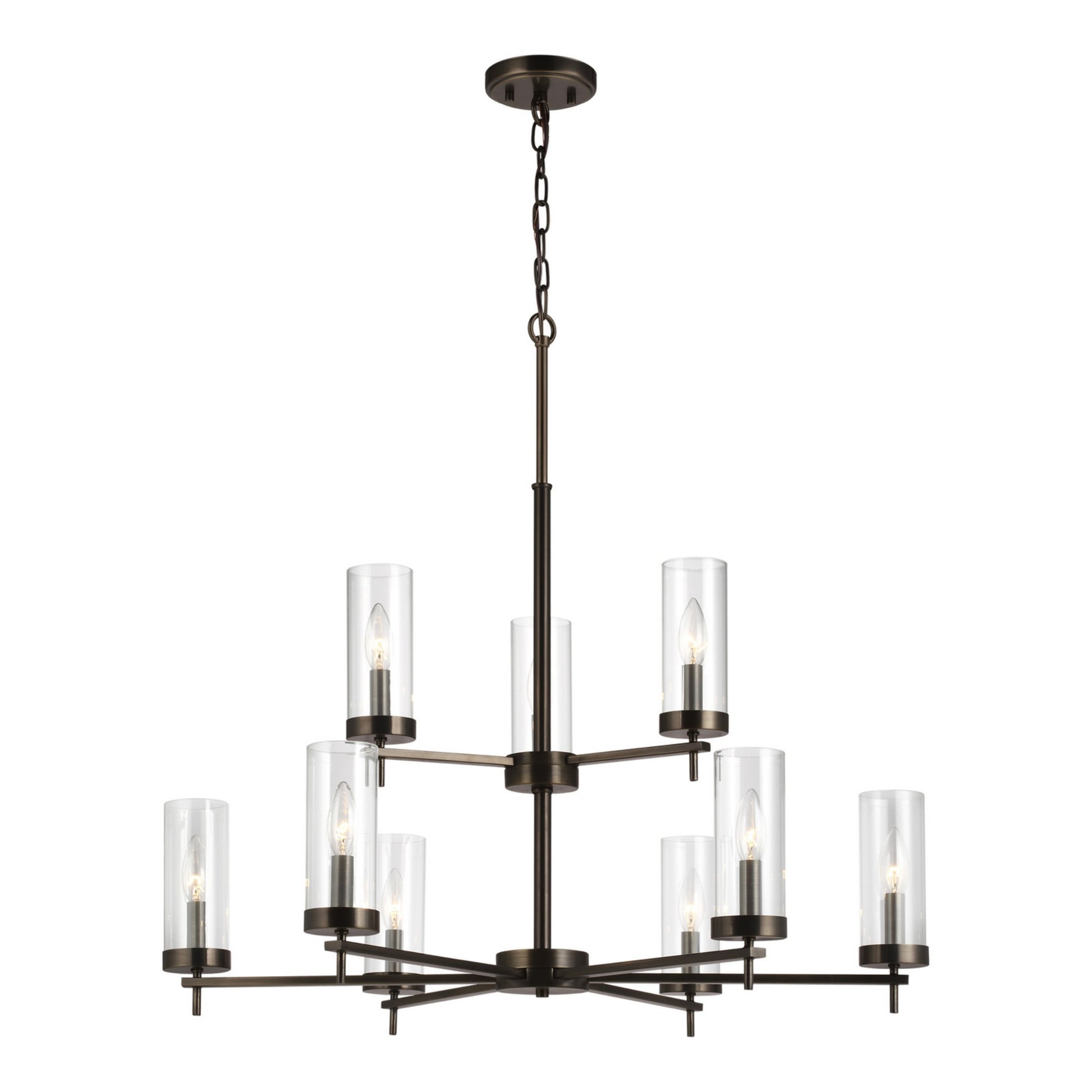 Zire 32" 9-Light Chandelier, Brushed Oil Rubbed Bronze Finish - Bees Lighting