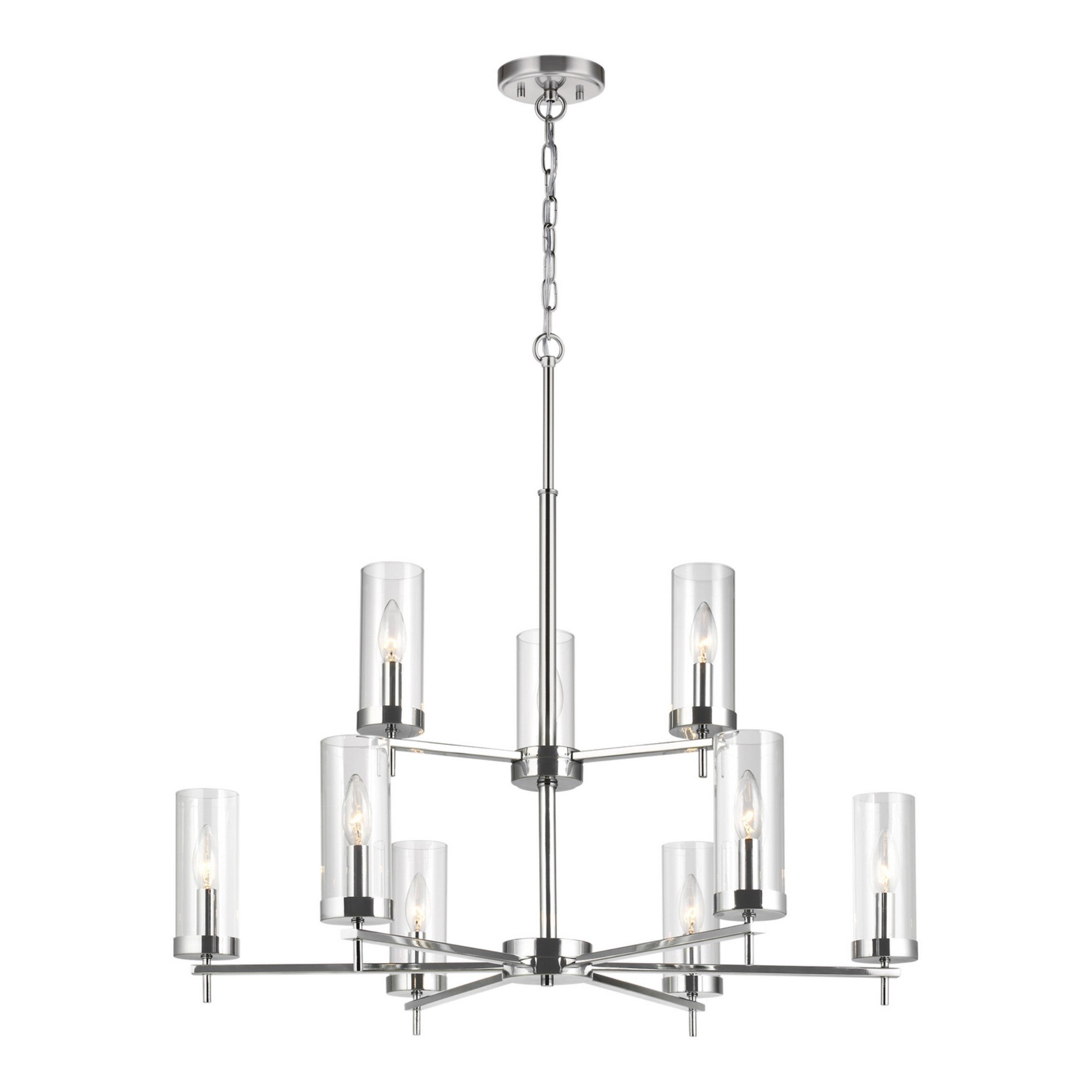 Zire 32" 9-Light LED Chandelier, Chrome Finish - Bees Lighting