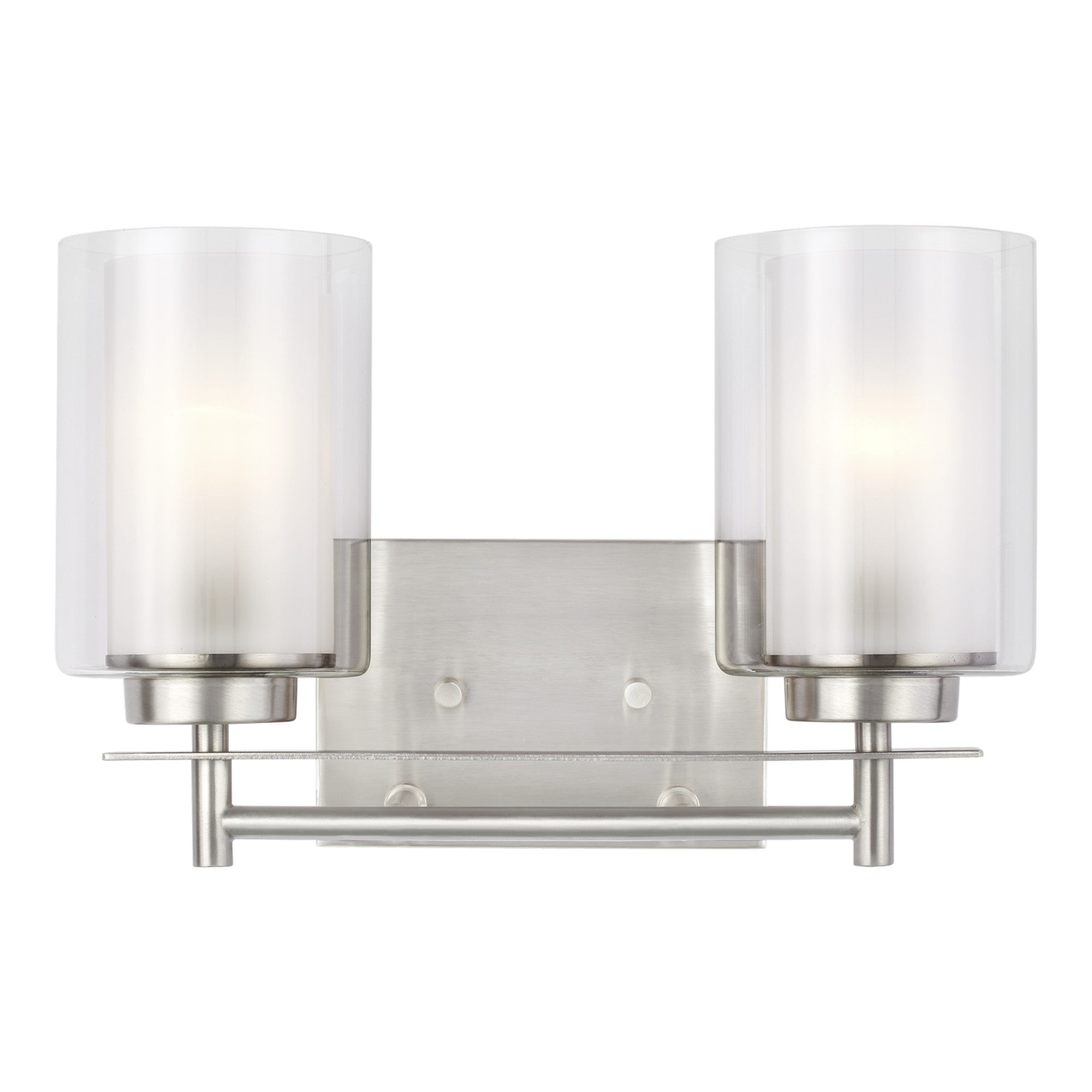 Elmwood Park 13" 2-Light Bathroom Vanity, Brushed Nickel Finish - Bees Lighting