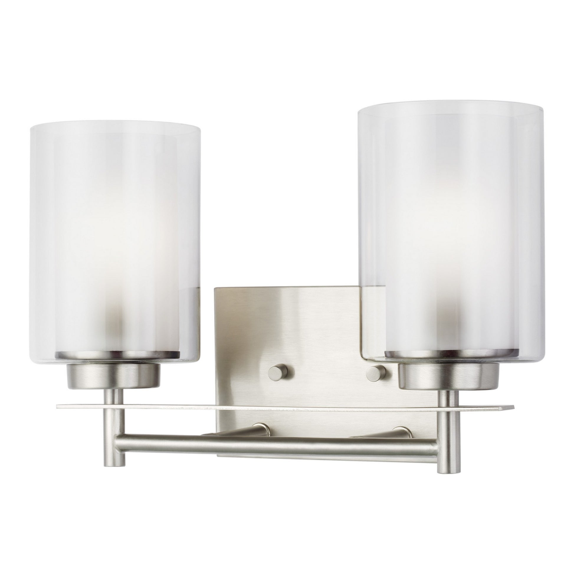 Elmwood Park 13" 2-Light Bathroom Vanity, Brushed Nickel Finish - Bees Lighting
