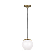 Leo Hanging Globe 8" Integrated LED Small Pendant, Satin Brass Finish - Bees Lighting