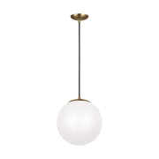Leo Hanging Globe 12" Integrated LED Large Pendant, Satin Brass Finish - Bees Lighting