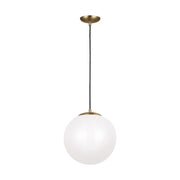 Leo Hanging Globe 14" Integrated LED X-Large Pendant, Satin Brass Finish - Bees Lighting