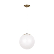 Leo Hanging Globe 14" LED X-Large Pendant, Satin Brass Finish - Bees Lighting