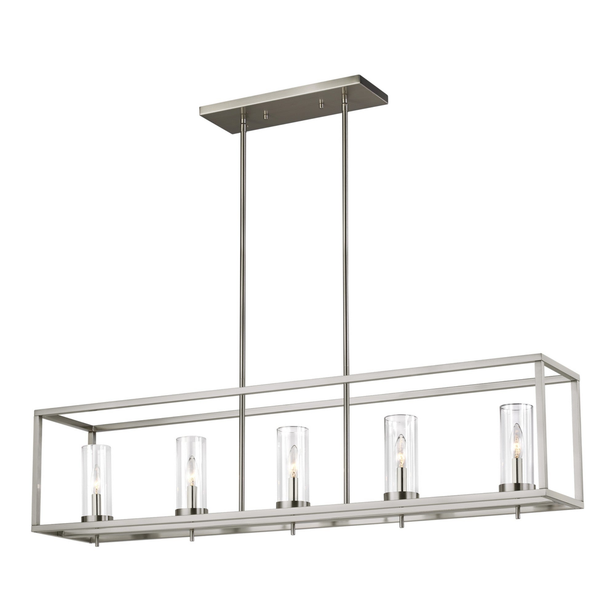 Zire 48" 5-Light Island Pendant, Brushed Nickel Finish - Bees Lighting