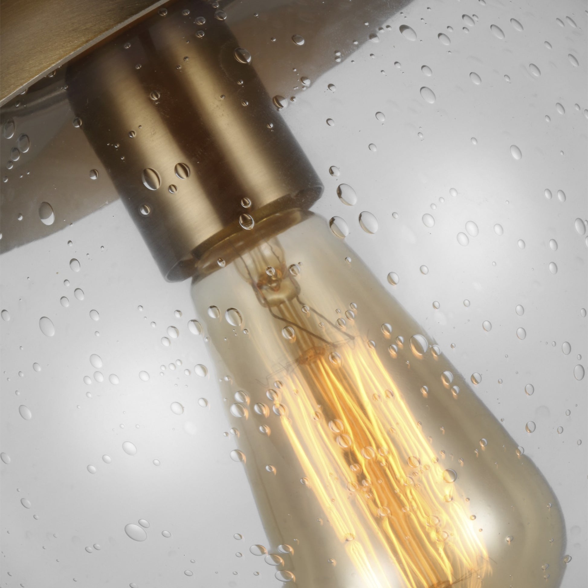 Leo Hanging Globe 10" Wall/Ceiling Semi-Flush Mount, Satin Brass Finish with Clear Seeded Glass - Bees Lighting