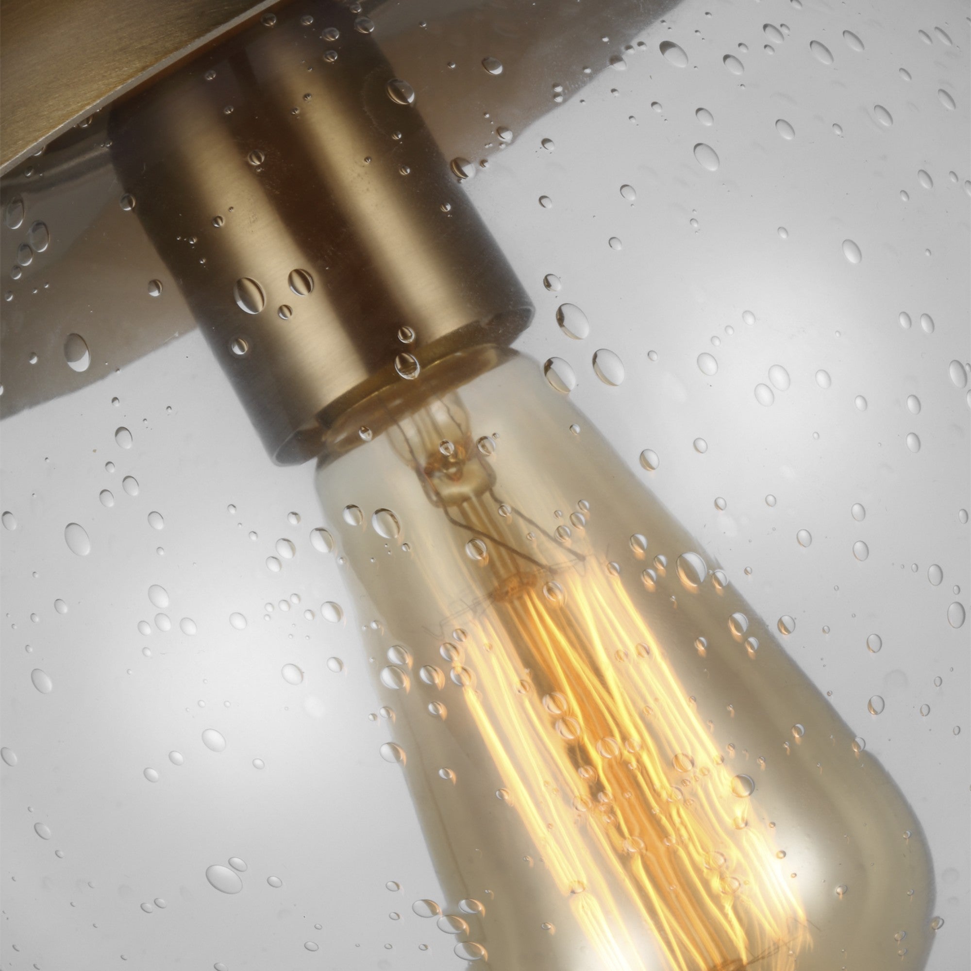 Leo Hanging Globe 10" Wall/Ceiling Semi-Flush Mount, Satin Brass Finish with Clear Seeded Glass - Bees Lighting