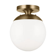 Leo Hanging Globe 10" LED Wall/Ceiling Semi-Flush Mount, Satin Brass Finish - Bees Lighting