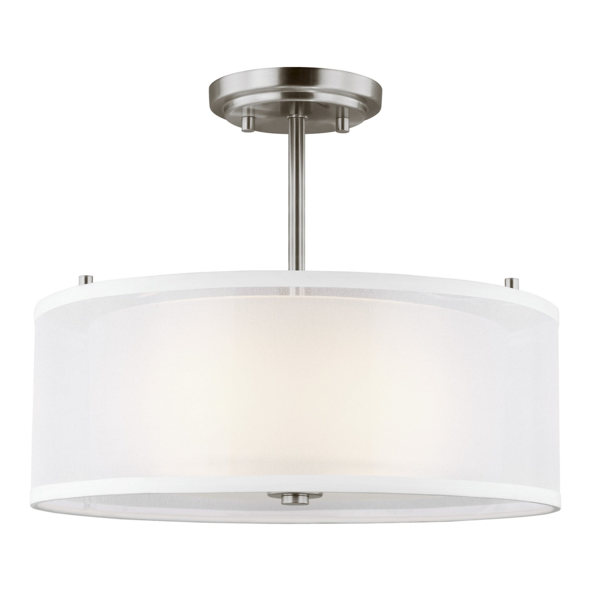 Elmwood Park 15" 2-Light Semi Flush Mount, Brushed Nickel Finish - Bees Lighting