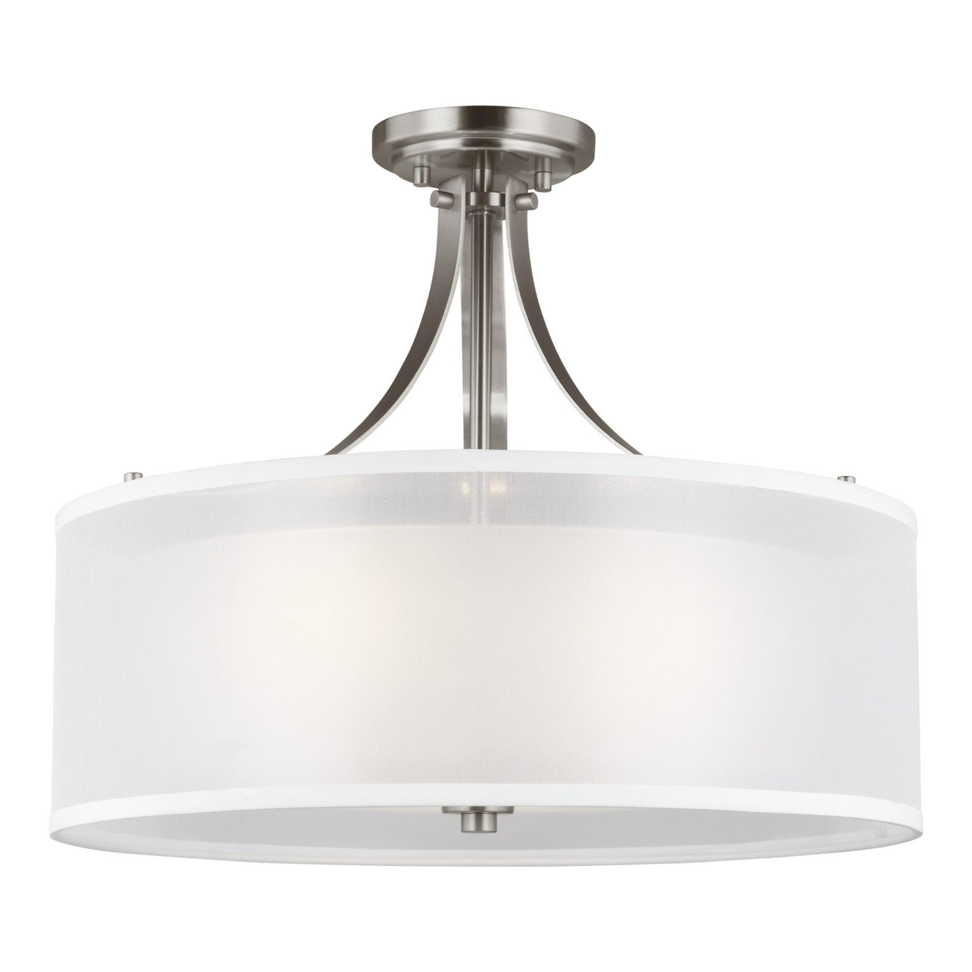 Elmwood Park 19" 3-Light Semi Flush Mount, Brushed Nickel Finish - Bees Lighting