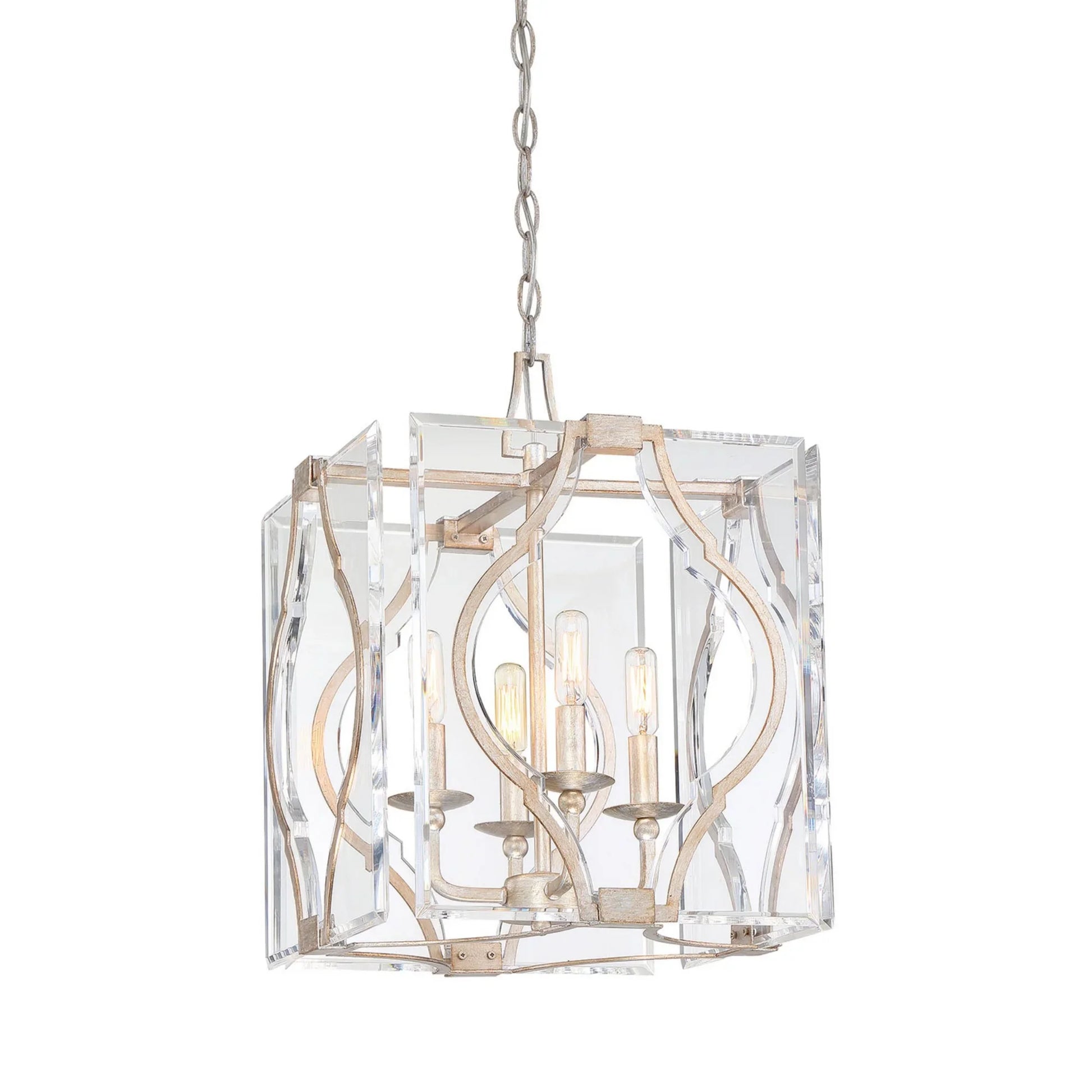 Brenton Cove 14" 4-Light Pendant, Gold Mist Gold Leaf Finish - Bees Lighting