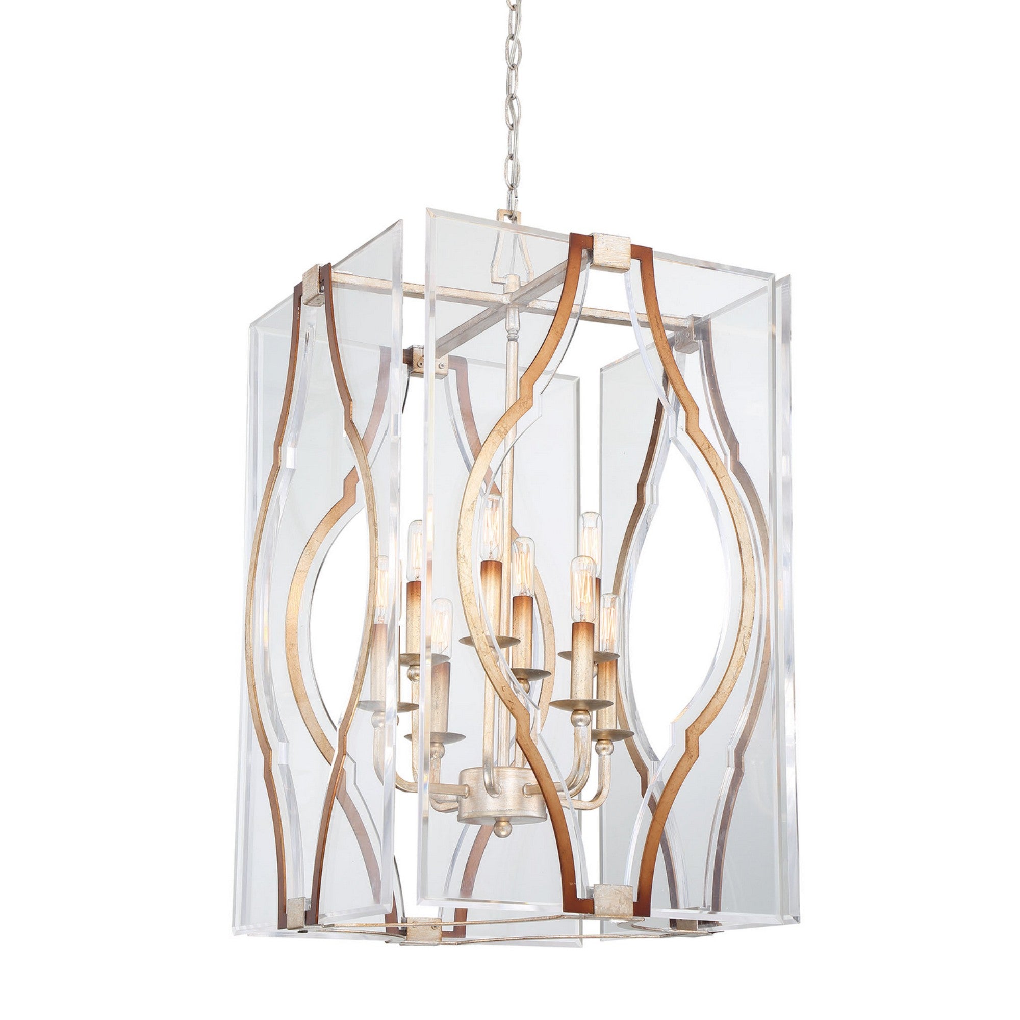 Brenton Cove 18" 8-Light Pendant, Gold Mist Gold Leaf Finish - Bees Lighting