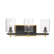 Sable Point 20" 3-Light Bath Vanity, Sand Coal & Honey Gold Accents - Bees Lighting