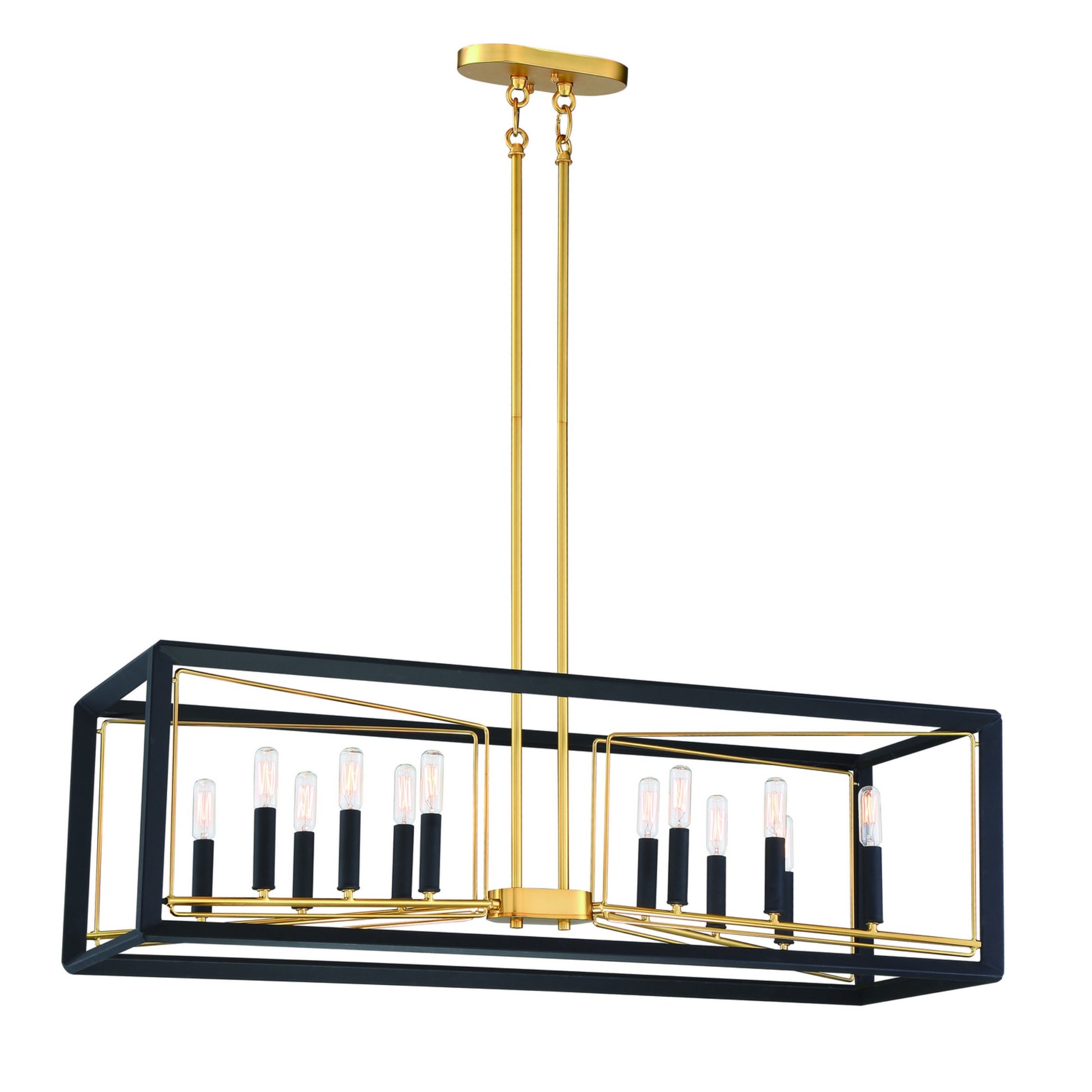 Sable Point 38" 12-Light Island Light, Sand Coal & Honey Gold Accents - Bees Lighting