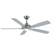 Dyno LED 52" Brushed Nickel Ceiling Fan with Remote, Silver/Aged Wood Blades - Bees Lighting