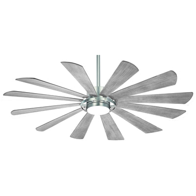 Windmolen LED 65" Wet Rated Smart Ceiling Fan, Brushed Steel