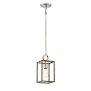 Country Estates 13" Mini Pendant, Sun Faded Wood & Brushed Nickel Finish - Bees Lighting