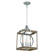 Country Estates 22" 4-Light Pendant, Sun Faded Wood & Brushed Nickel Finish - Bees Lighting