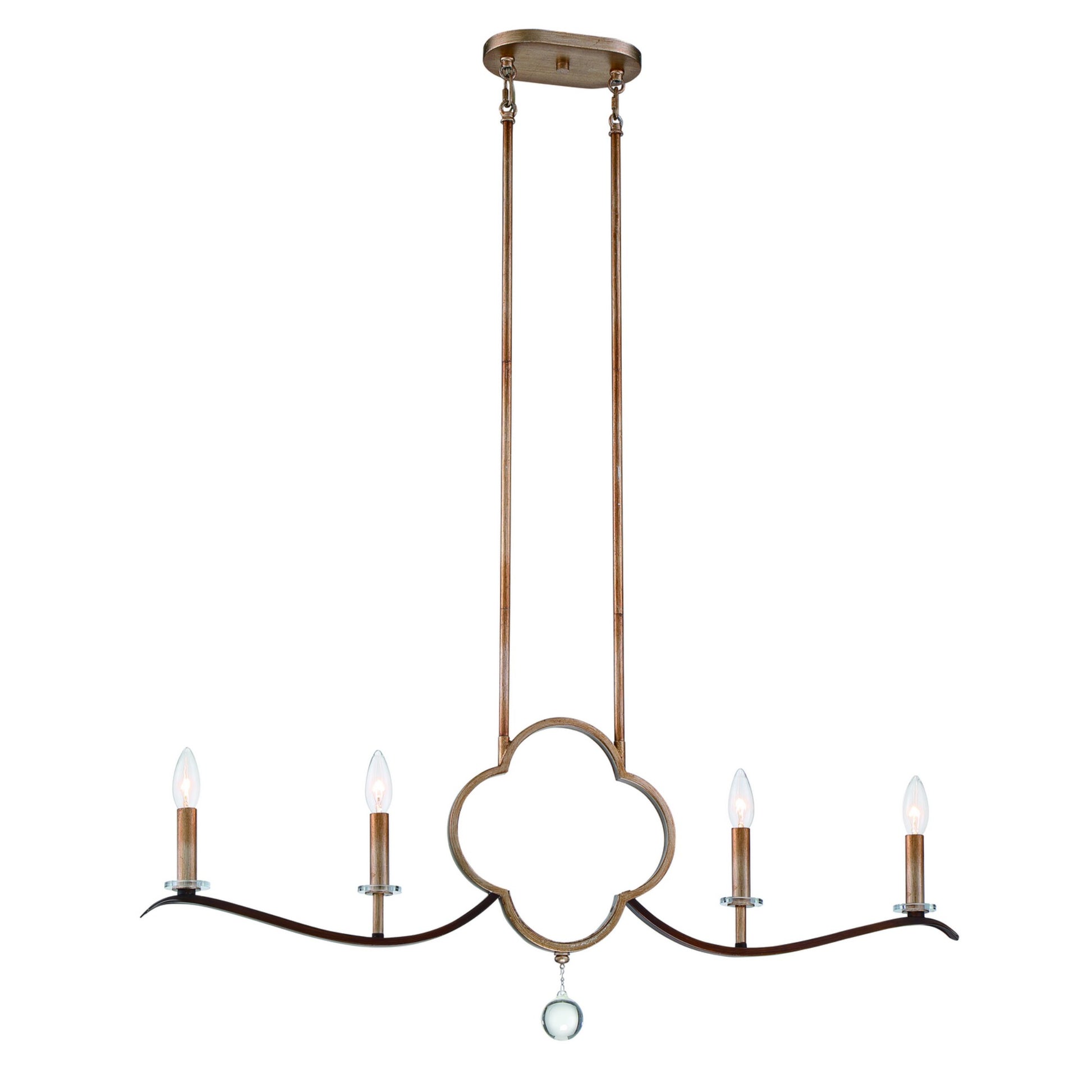 Ava Libertine 38" 4-Light Island Light, Pale Gold & Distressed Bronze Finish - Bees Lighting