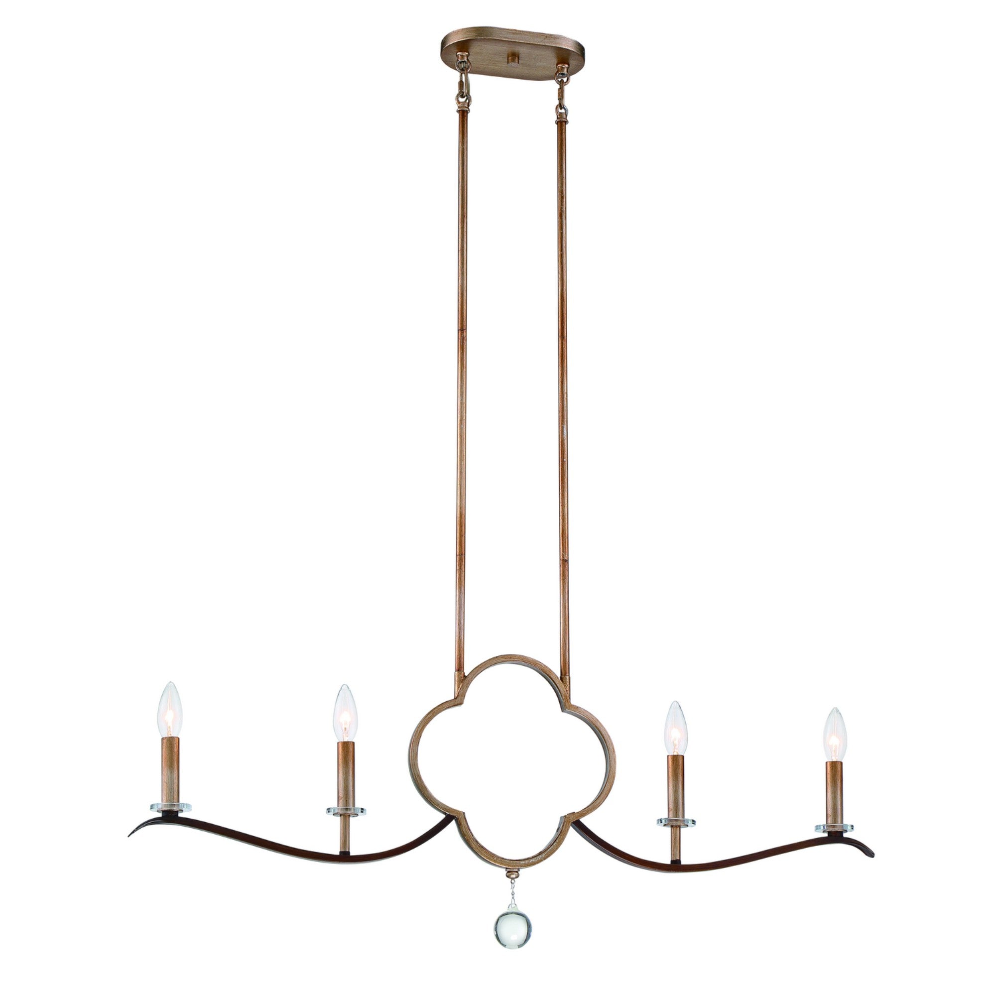Ava Libertine 38" 4-Light Island Light, Pale Gold & Distressed Bronze Finish - Bees Lighting